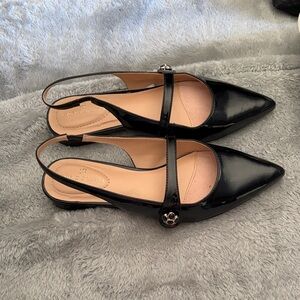 Bandolino Black Patent Leather Slingback Flats